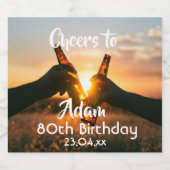 男の子のための80歳の誕生日パーティー応援ビール ビールラベル (シングルラベル)