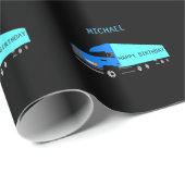 男の子のための"TRUCK"ハッピーバースデーラッピング紙。 ラッピングペーパー (ロールコーナー)