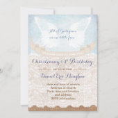 男の子のためのBurlap 1st誕生日と《キリスト教》洗礼式や命名式パーティー 招待状 (正面)