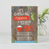 男の子のためのO-fish-alの最初の誕生日招待状 招待状 (スタンド正面)