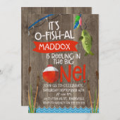 男の子のためのO-fish-alの最初の誕生日招待状 招待状 (正面/裏面)