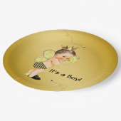 男の子ののまわりにベビーシャワー ペーパープレート (アングル)