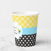 男の子のまわりに黄色と黒の赤ちゃんシャワー 紙コップ (左)