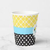 男の子のまわりに黄色と黒の赤ちゃんシャワー 紙コップ (右)