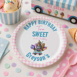 男の子のアイスクリームトラック 2歳の誕生日パーティー Two Sweet ペーパープレート