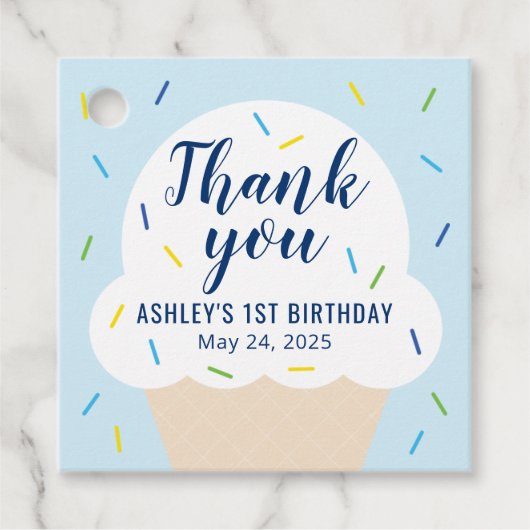 男の子のアイスクリームパーティー景品タグ フェイバータグ (正面)