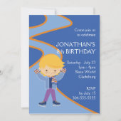 男の子のアイススケートのパーティー 招待状 (正面)