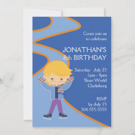 男の子のアイススケートのパーティー 招待状