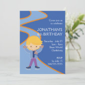 男の子のアイススケートのパーティー 招待状 (スタンド正面)