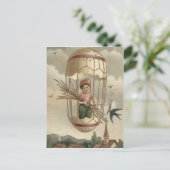 男の子のイースターエッグの鳥の空の気球 シーズンポストカード (スタンド正面)