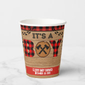 男の子のウッドプレ素朴イド赤ちゃんシャワー 紙コップ (裏面)