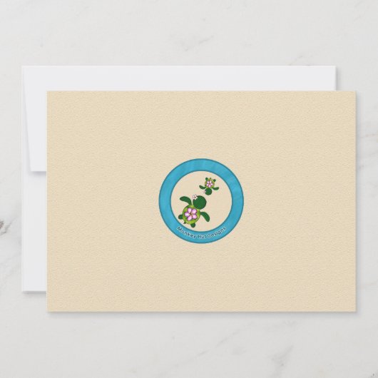 男の子のウミガメのベビーシャワーの招待青い(Honu) 02A 招待状 (裏面)