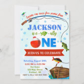 男の子のオフィシャルワンの誕生日の招待状O-fish-al 招待状 (正面)