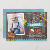 男の子のオフィシャル写真1歳誕生日招待状 招待状 (正面/裏面)