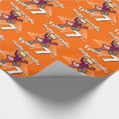 男の子のオレンジあなたの一流の第7誕生日のロックスターの覆い ラッピングペーパー (角)