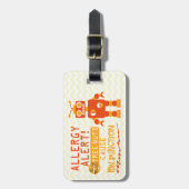 男の子のオレンジロボット木のナットの食物アレルギー警報 ラゲッジタグ (正面縦)