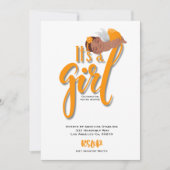 男の子のオレンジ色の告知カードだ 案内状 (正面)