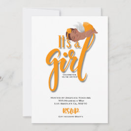 男の子のオレンジ色の告知カードだ 案内状