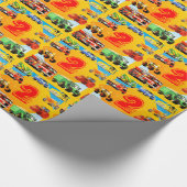 男の子のカスタムの第2誕生日の建築のトラック ラッピングペーパー (角)