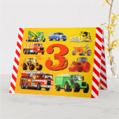 男の子のカスタム建築ハッピーサードバースデートラック カード (黄色い花)