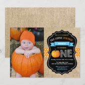 男の子のカボチャの1歳誕生日招待状 バルコラージ 招待状 (正面/裏面)