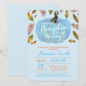 男の子のカボチャ秋ベイビーシャワー招待状 招待状 (正面/裏面)