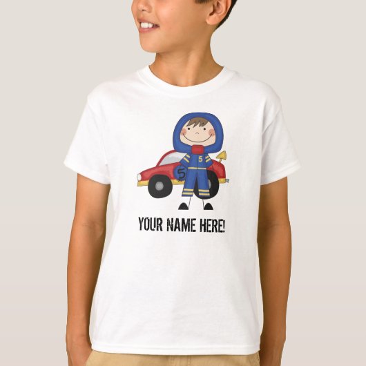 男の子のカーレースの運転手のカスタマイズ可能なTシャツ Tシャツ (正面)