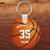男の子のガールズバスケットボールキーチェーンwチーム名 キーホルダー (正面)
