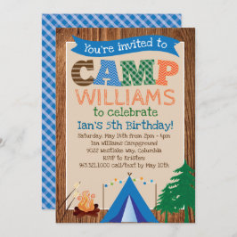 男の子のキャンプの誕生日のパーティの招待状 招待状