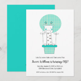 男の子のキリン誕生日パーティー 招待状