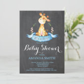 男の子のキリン 赤ちゃんシャワー招待状 黒板 招待状 (スタンド正面)