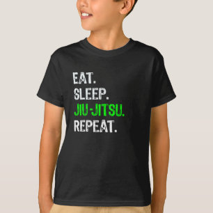 男の子のギフトのためのおもしろいなMMA及びJiu Jitsuは睡眠Jiuを食べます Tシャツ