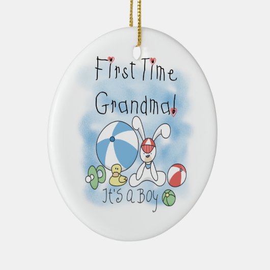 男の子のギフトの初めての祖母 セラミックオーナメント (右)