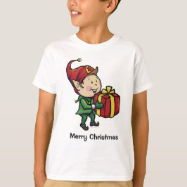 男の子のクリスマスの小妖精や小人のTシャツ Tシャツ