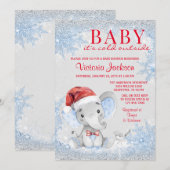 男の子のクリスマスベイビーシャワー 招待状 (正面/裏面)