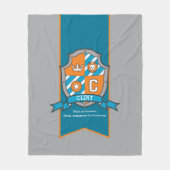 男の子のクリントまたは文字Cの名前はグレーの毛布を意味する フリースブランケット (正面)