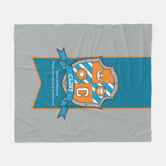 男の子のクリントまたは文字Cの名前はグレーの毛布を意味する フリースブランケット (正面(横))