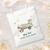 男の子のクールでモダンなカラフルな飛行機の誕生日パーティー フェイバーバッグ (クリップ留めされた状態)