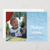 男の子のグリッターの誕生日のサンキューカード サンキューカード (正面/裏面)