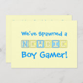 男の子のゲーマーのベビーシャワー 招待状 (正面/裏面)