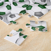 男の子のサッカーの青緑色のチーム ジグソーパズル (側面)