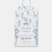 男の子のサファリ動物ブルーバルーン赤ちゃん歓迎会 ギフトタグ (正面)