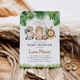 男の子のサファリ ベイビー シャワー招待状 招待状