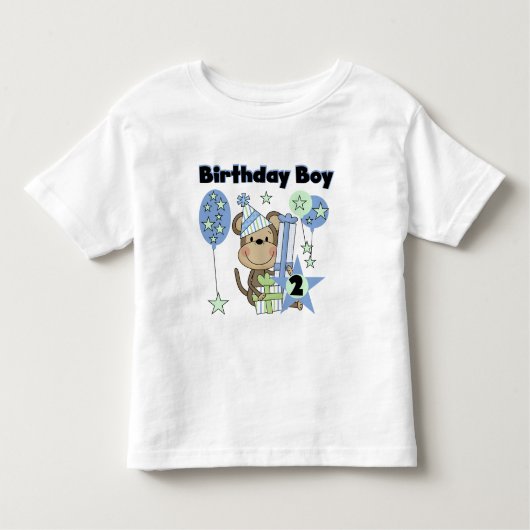 男の子のサルとギフト2nd誕生日Tシャツ トドラーTシャツ (正面)