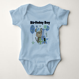 男の子のサルとギフト2nd誕生日Tシャツ ベビーボディスーツ