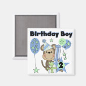 男の子のサルとギフト2nd誕生日Tシャツ マグネット (正面/裏面)
