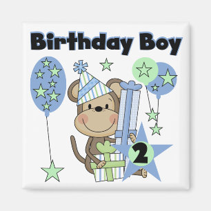 男の子のサルとギフト2nd誕生日Tシャツ マグネット