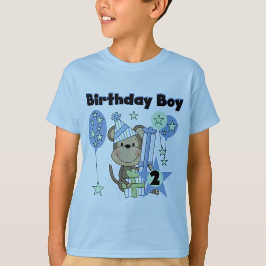 男の子のサルとギフト2nd誕生日Tシャツ Tシャツ (正面)
