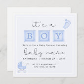 男の子のシャワーだよ 招待状 (正面/裏面)