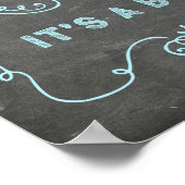 男の子のシャワーのサイン青い黒板 ポスター (角)